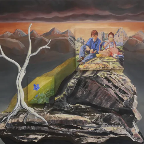 Berg mit Picknick